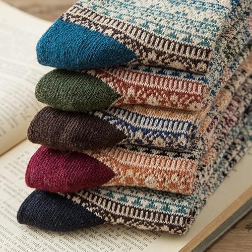 Clothirily Wool Socks, Thick Soft Wool Socks for Women, Vintage Warm Womens Sock, Winter Warm Boot Sock for Women Men thumbnail 3