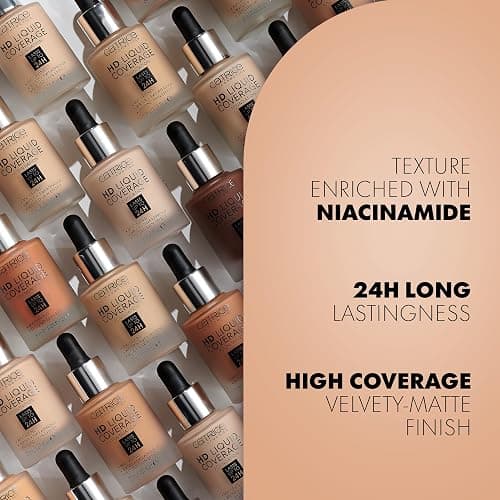 Catrice | HD Liquid Coverage Foundation | 24H Wear, Matte Finish, High Coverage, Waterproof Formula with Niacinamide | Vegan & Cruelty Free (048 | Desert Beige) thumbnail 5