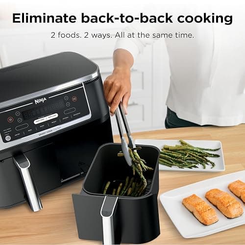 Ninja | Air Fryer | Finish Cooking Multiple Foods at the Same Time | 6-in-1 (Air Fry, Broil, Roast, Keep Warm, Dehydrate, Bake) | Fit up to 8lb Chicken Wings in the two 5 QT Baskets | DZ302 thumbnail 3