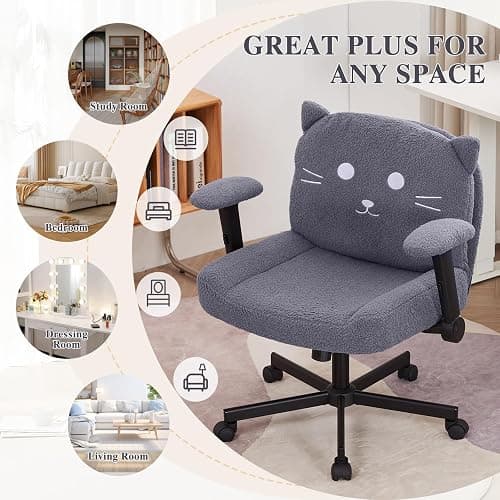 Sunchen Criss Cross Chair, Cute Comfy Cross Legged Home Office Desk Chair | Luxurious Teddy Fleece, Ultra-soft Thick Cushion, Adjustable Arms, Smooth Wheels, Easy to Assemble Computer Desk Chair thumbnail 8