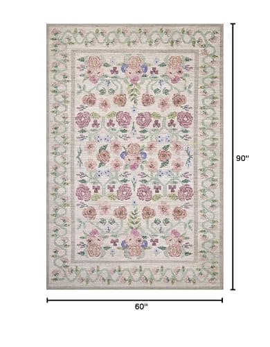 Loloi Rifle Paper Co. Rosa Collection RSA-01 Ivory 5'-0" x 7'-6" Area Rug thumbnail 2