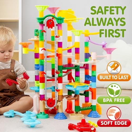 JOYIN 236Pcs Glowing Marble Run with Motorized Elevator- Construction Building Blocks Toys with 30 Glow in The Dark Plastic Marbles, STEM Toy for Boys and Girls, Birthday Gift, Easter Basket Stuffers thumbnail 4