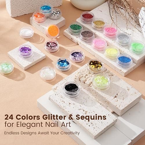 Acrylic Nail Kit with Everything: Beginners Practice Hand Acrylic Nail Powder Liquid Set with U V Lamp Drill in Gift Bag for Home Salon(Pink Bag) thumbnail 7