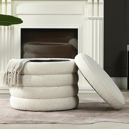 Jennifer Taylor Home Fuji 19" Upholstered Boucle Round Storage Ottoman thumbnail 2