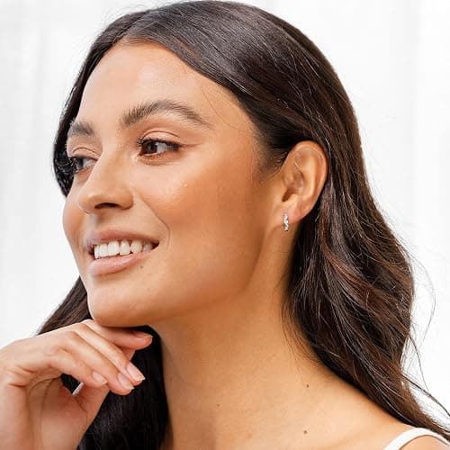 PAVOI 14K Gold Plated 925 Sterling Silver Post Cubic Zirconia Huggie Earrings | Small Gold Hoop Earrings for Women | CZ Stud Cuff Earring thumbnail 2