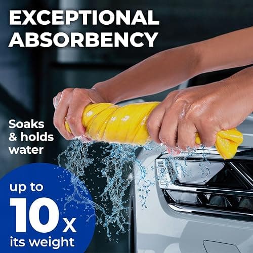 Premium XL Shammy Towel for Car - 2pk (34”x25”) - Super Absorbent Chamois Cloth - Spots & Scratch-Free - Reusable Car Drying Towels thumbnail 2