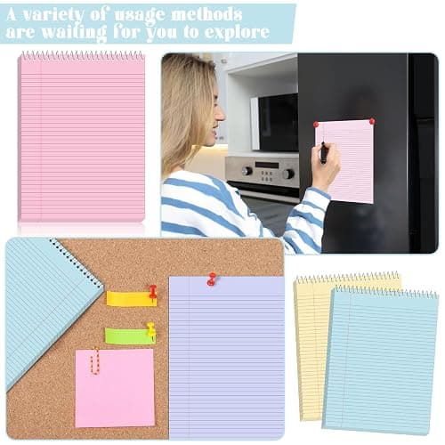 gisgfim 6 Pcs Pastel Top Bound Spiral Notebooks 8.5" x 11" College Ruled Aesthetic Legal Pad Top Spiral Steno Pads Colored Paper Assorted Covers Spiral Notebook for Writing School Office Supplies thumbnail 7