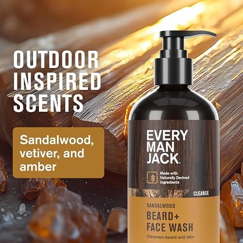 Every Man Jack Men's Sandalwood Beard Set - Perfect for Every Guy - Five Grooming Essentials For a Complete Routine - Beard + Face Wash, Beard + Face Lotion, Beard Oil, Beard Butter, and Beard Comb thumbnail 4
