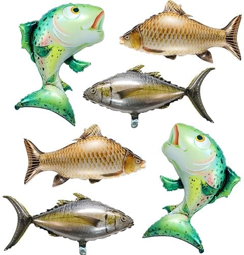 6Pcs Fish Balloons/O fishally One First Birthday/Realistic Carp Tuna Salmon Balloons/Gone Fishing Baby Shower Decorations/Let’s Go Fishing/Little Fisherman Fish Fest/Fishing Tournament Enthusiast Gift - Image 1