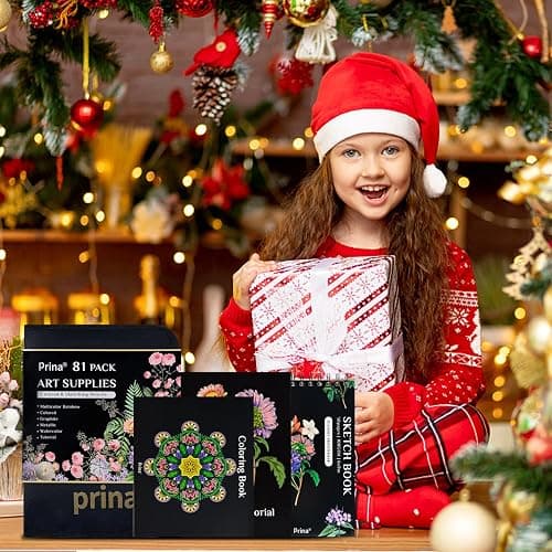 PRINA 81 Drawing Set Sketching Kit, Pro Sketch Pencils Art Supplies with Rainbow, Colored, Graphite, Watercolor, Metallic, Charcoal Pencil, Sketchbook, Coloring Book, Gift Case for Artists Adults Kids thumbnail 2