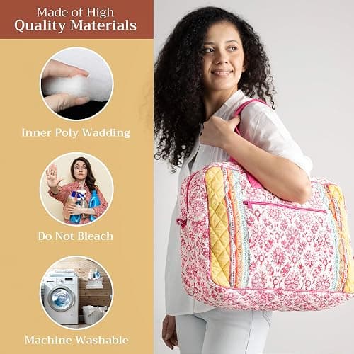Maison d' Hermine Weekender Bags for Women Cotton Quilted Duffel Overnight Luggage Weekend Bag for Men Gym Gifts Travel thumbnail 3