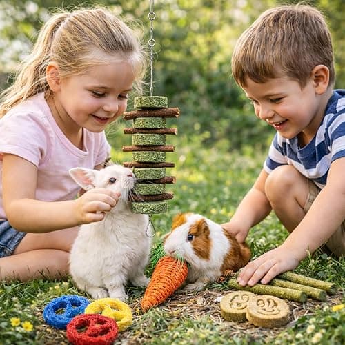 Grddaef 20 PCS Bunny Chew Toys for Teeth, Natural Rabbit Toys Apple Wood Grass Timothy Sticks Chew and Treat for Guinea Pigs Hamster Chinchillas thumbnail 4