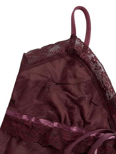 Verdusa Women's Y2K Crop Tops Mesh Babydoll Lace Cami Floral 2000s Clothing Gothic Going Out Tops thumbnail 3