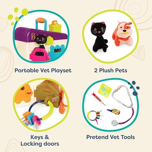B. toys - Toy Vet Set For Toddlers, Kids - Pet Care Set - Pretend Play Set - Vet Clinic, Tools, Plush Toys - 2 years + - Pet Vet thumbnail 4