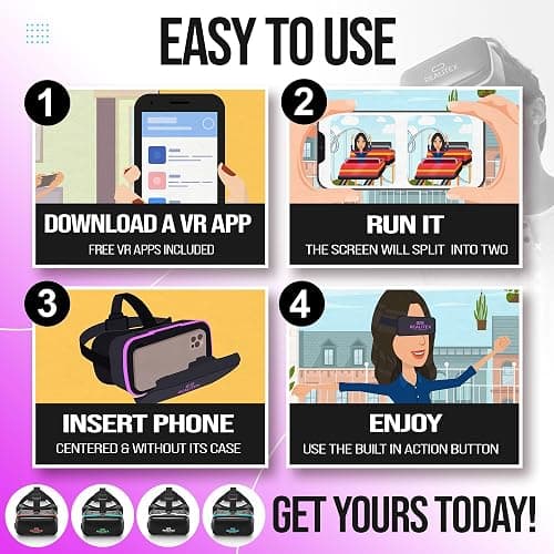 REALITEX 3D VR Headset for Kids + Android Remote - for iPhone & Android Phones | with 3D VR Videos & Apps Links | Virtual Reality Goggles Set for Beginners thumbnail 6