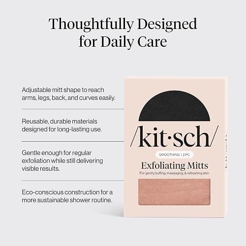 Kitsch Exfoliating Glove – Exfoliating Mitt - 2pc Black & Terracotta | Korean Exfoliating Mit & Deep Exfoliating Body Scrubber for Shower, Bath | Body Exfoliator Glove, Dead Skin Remover thumbnail 3