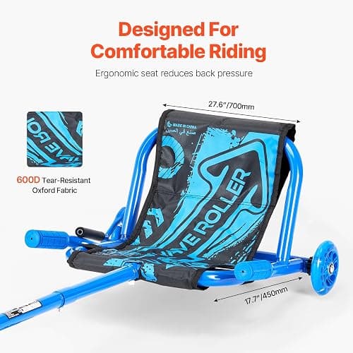 VEVOR Ride on Scooter, Load Capacity of 198 lbs, Swing Side-to-Side for Amazing Ride Powered by Zig-Zag Motion, Ride on Drifting Toy for Ages 10+, Rides on Any Hard Surface for Indoor & Outdoor, Blue thumbnail 7