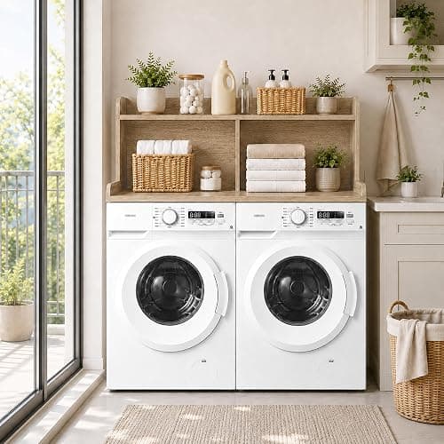 Royxen Washer Dryer Countertop with Extra Tall Shelf, 19" Height Washer and Dryer Topper, Laundry Countertop with Non-Slip Pads, Universal Fit for Laundry Room Organization, White Oak thumbnail 2