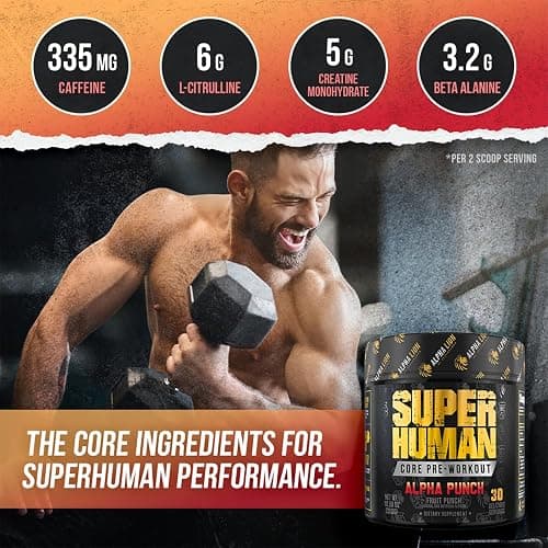 ALPHA LION Core Pre Workout Powder with Creatine for Performance, Beta Alanine for Muscle, L-Citrulline for Pump & Tri-Source Caffeine for Sustained Energy (30 Servings, Fruit Punch Flavor) thumbnail 4