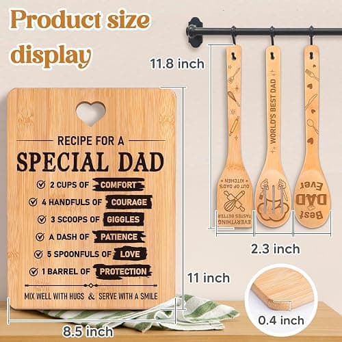 Fathers Day for Dad Gifts - "Recipe for a Special Dad" Cutting Board Birthday Dad Gifts, Bamboo-Made Engraved Light-Duty Use Chopping Board or Kitchen Decor, Suitable for Serving Tray Entertaining. thumbnail 6