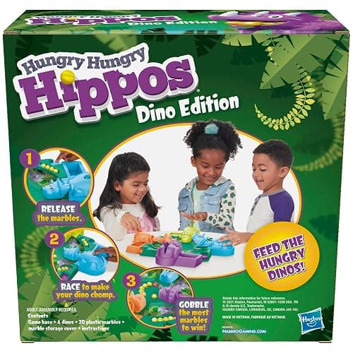 Hasbro Gaming Hungry Hungry Hippos Dino Edition Board Game, Pre-School Game for Ages 4 and Up; for 2 to 4 Players (Amazon Exclusive) thumbnail 2