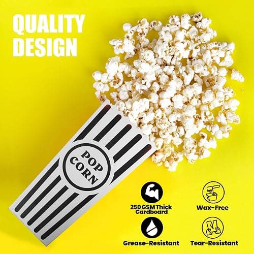 Novelty Place 12 Pcs Classic Popcorn Boxes, 46 oz Black and White Striped Cardboard Popcorn Container for Movie Night Party - 7.8" Tall x 3.9" Square thumbnail 4