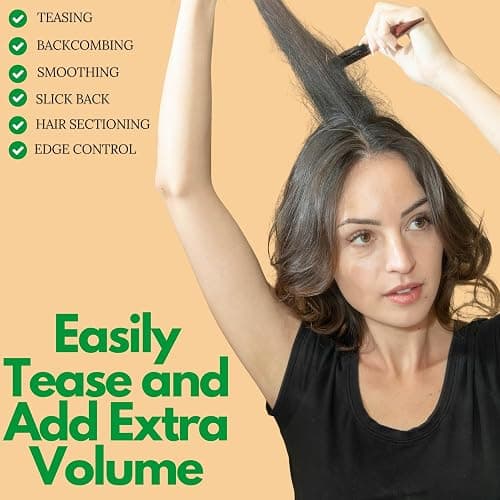 GranNaturals Teasing Boar Bristle Hair Brush for Women - Slick Back Comb with Rat Tail Pick for Hair Sectioning Used for Edge Control, Backcombing, Smoothing, and Styling Fine Hair to Create Volume thumbnail 4