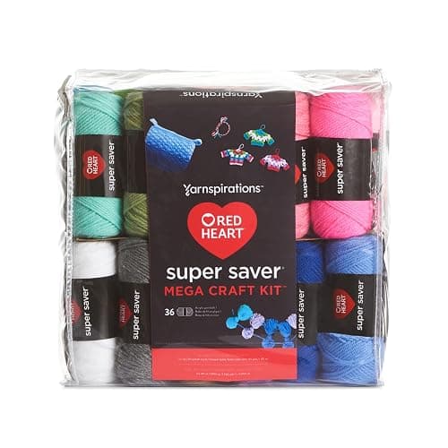 Red Heart Super Saver Mega Yarn Craft Kit for Crochet and Knitting and Amigurumi Projects, Acrylic - Image 1