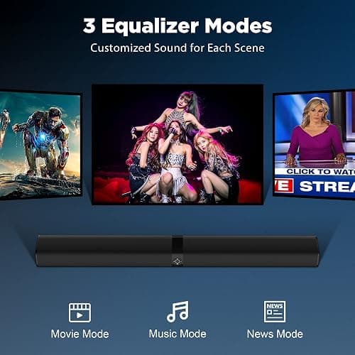 Assistrust Sound Bar for Smart TV, 80W Soundbar with Bluetooth/ARC/Opt/AUX Connect, Dynamic Volume Boost, 3 Equalizer Modes, 2 in 1 Detachable Soundbar for TV/PC/Gaming/Projectors thumbnail 5