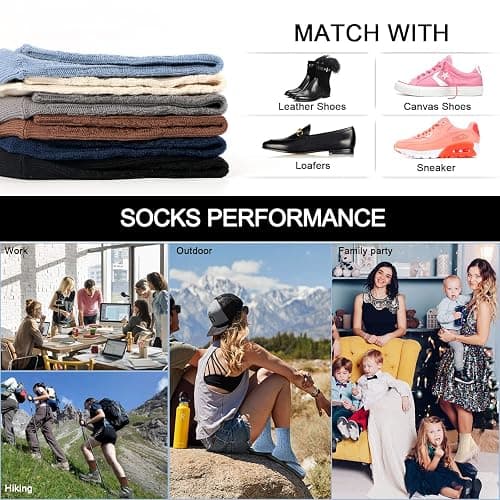 Mcool Mary Womens Crew Socks, Casual Knit Cotton Comfy Breathable Cool Dress Socks for Girls 6 Pack thumbnail 6