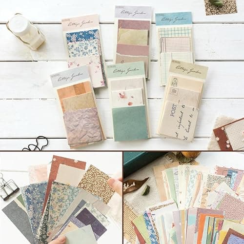 565 Pcs Vintage Scrapbook Paper Kit, Scrapbook Paper Supplies with Flowers Stickers, Journaling Decorative CraftPaper Set for Junk Journal, Retro Crafts thumbnail 5