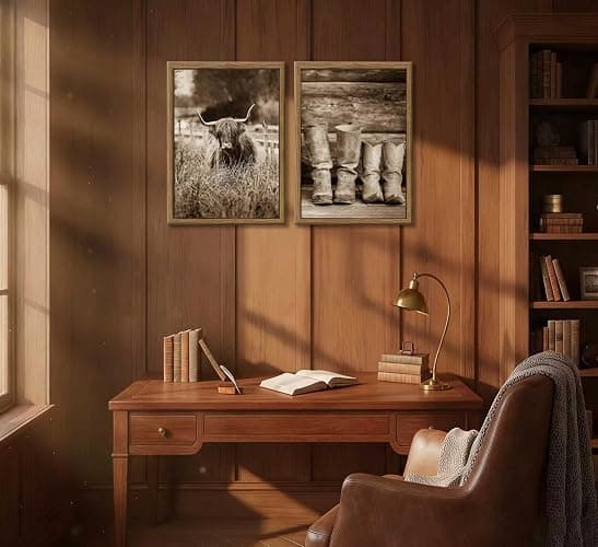 INADIKEIN 6PCS Vintage Western Cowboy Wall Art, Highland Cattle Rustic Farmhouse Canvas, 8x10 Inch Unframed, for Bedroom Kitchen Rustic Western Decor thumbnail 4