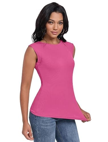 KOMilesoon Womens Ribbed Tank Tops Cap Sleeve Slim Fitted Knit Basic Tee Shirts Trendy Casual 2025 Summer Clothes thumbnail 4