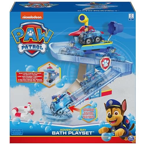 Paw Patrol, Adventure Bay Bath Playset with Light-up Chase Vehicle, Bath Toy for Kids Aged 3 and up thumbnail 2