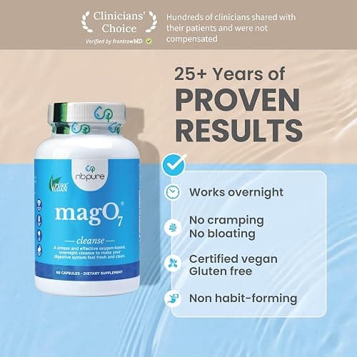 nbpure MagO7 - Natural Colon Cleanse & Detox | Occasional Constipation Relief, Stool Softening, & Bloating Support for Men & Women | Ozonated Magnesium Oxide, 90 Capsules thumbnail 3