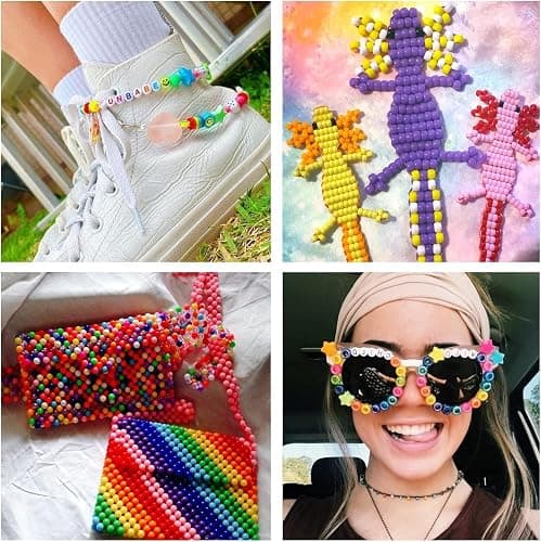 JULIMAIDONG 6500Pcs Kandi Pony Beads Bulk Letter for Bracelets Making Kits | Multi-Colored Alphabet Number Smile Bead for Hair Braids, 27 Colors Kandi Friendship Bead Jewelry Making Kits for Craft thumbnail 6