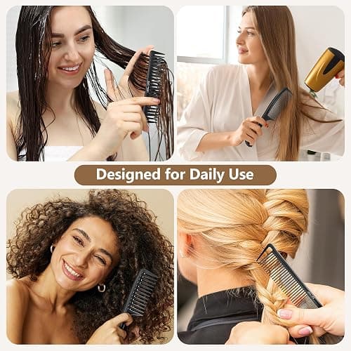SALONSILK Women Hair Comb Set - 14PCS Wide Tooth Rat Tail Styling Combs Pick for Curly - Teasing Parting Fine Professional Barber Cutting Braiding Set thumbnail 5