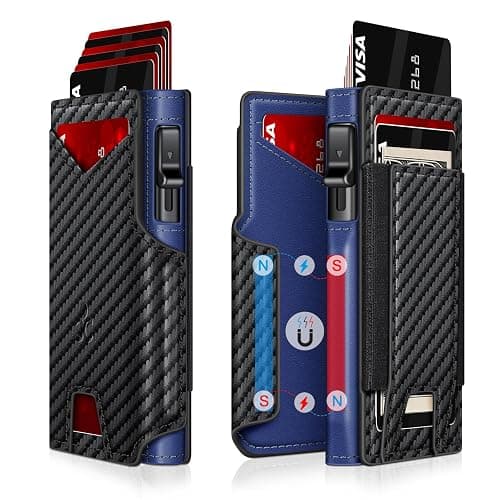 Wallet for Men Wallet with Slim Pop Up Card Holder 9-13 Cards, Bifold Minimalist Smart Wallet RFID Blocking Credit Card Holder with ID Window & Stretchable Cash Slot Compact Metal Aluminum Card Case - Image 1