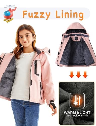 FARVALUE Girls Waterproof Skiing Jacket Windproof Winter Coat Warm Snow Coat with Removable Hood thumbnail 4