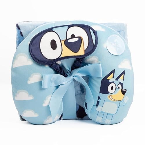 Jay Franco Bluey Kids Travel Set - 3 Piece Set Includes 40 x 50 Throw Blanket, Eye Mask, and Neck Pillow - Super Soft & Cozy Travel Accessories thumbnail 7