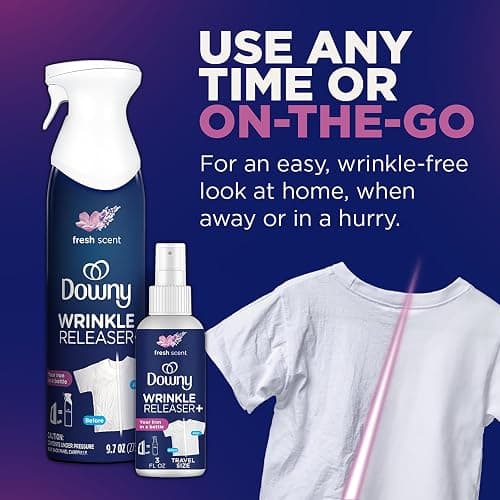 Downy Wrinkle Releaser Spray | All In One Wrinkle Release Spray, Odor Eliminator, Static Remover | Fabric Refresher & Ironing Aid for Clothes | 9.7 Fl Oz (Pack of 2), Fresh Scent thumbnail 5