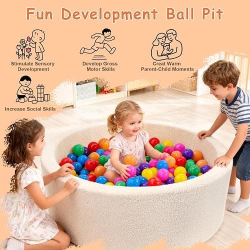 MEOGETY Kids Foam Ball Pits for Toddlers Babies Dogs Cats, Soft Infant Baby Ball Pit Pool for Girls and Boys Gifts, (Balls NOT Included) Imitation Teddy Colours thumbnail 8