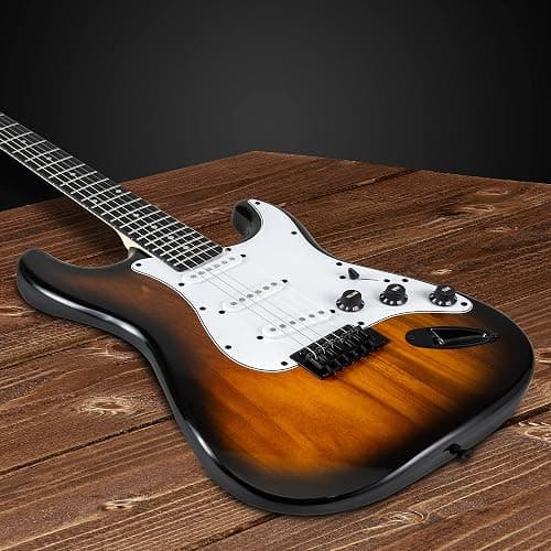 LyxPro Full Size Electric Guitar with 20w Amp, Package Includes All Accessories, Digital Tuner, Strings, Picks, Tremolo Bar, Shoulder Strap, and Case Bag Complete Beginner Starter kit Pack,Sunburst thumbnail 4