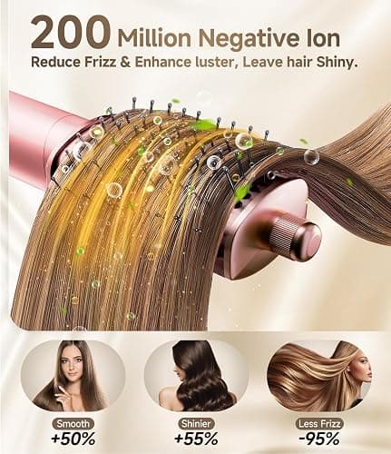 8 in 1 Hair Styler & Air Dryer Wrap Curler, High-Speed Negative Ionic Foldable Hair Tools Fast Drying, Multi Professional Hot Air Styler for Curling Volumizing Straightening Styling (Pink) thumbnail 7