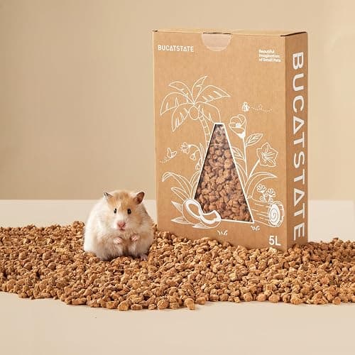 BUCATSTATE Cork Bedding 5L, Natural Hamster Bedding | Odor Control for Dwarf Syrian Hamsters, Gerbils, Mice, Low-dust Hamster Substrate with Paper Hideout Box (Grain 4-5mm) - Image 1