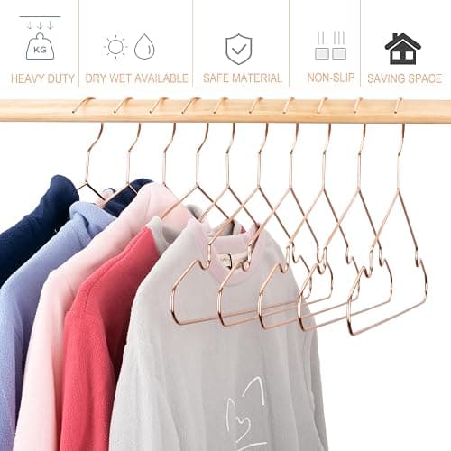 Koobay 16.5" Rose Gold Copper Clothes Hangers - 30 Pack,Heavy Duty Strong Metal Hanger for Storage Display Sling Organization of Coat Shirts Dresses Jacket Elegant Standard Suit Accessory - 30 thumbnail 4