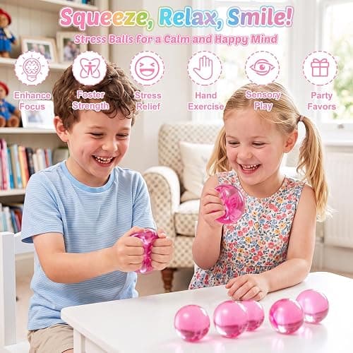 Coconut Oil Squishy Balls, Slow Rising Squeeze Balls Stress Relief Fidget Toys (Pink) thumbnail 6