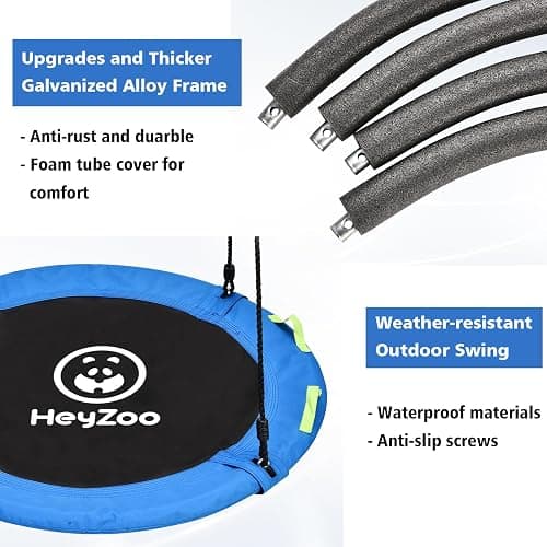 HeyZoo Tree Swing, Saucer Flying Swing 40 Inch for Kids, 900lbs Weight Capacity, with Adjustable Hanging Straps, for Backyard and Outdoor Playground, Gifts for Kids, Blue thumbnail 3