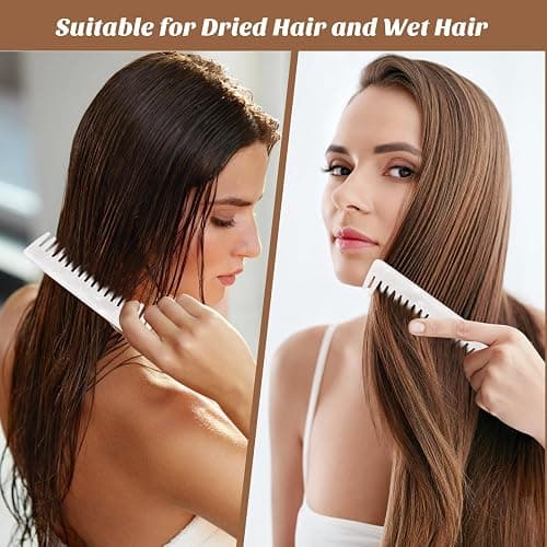 Beaupretty Tortoiseshell Wide Tooth Comb - Anti Static Plastic Barber Shop Comb for Salon & Home, White thumbnail 4