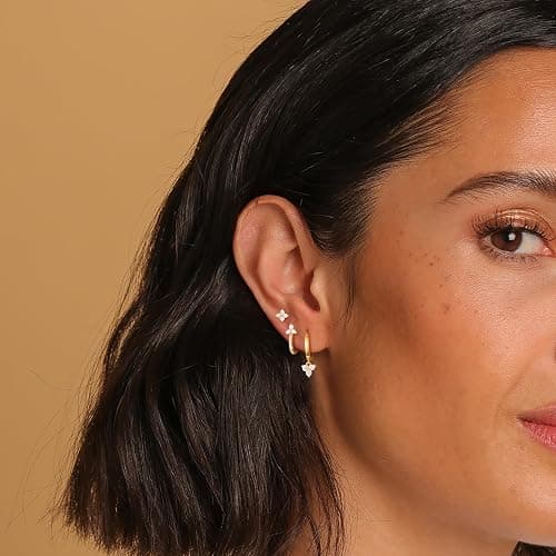 Freekiss 3 Pairs Gold Hoop Earrings Set: Dainty Stud Earrings Trendy Small 14K Gold Plated Hypoallergenic Dangle Cartilage Huggie Hoop Earrings for Women Gold Jewelry for Women Gifts thumbnail 2